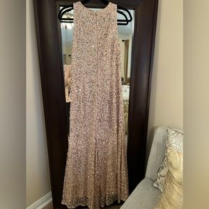 Pink rose sequins gown size 12